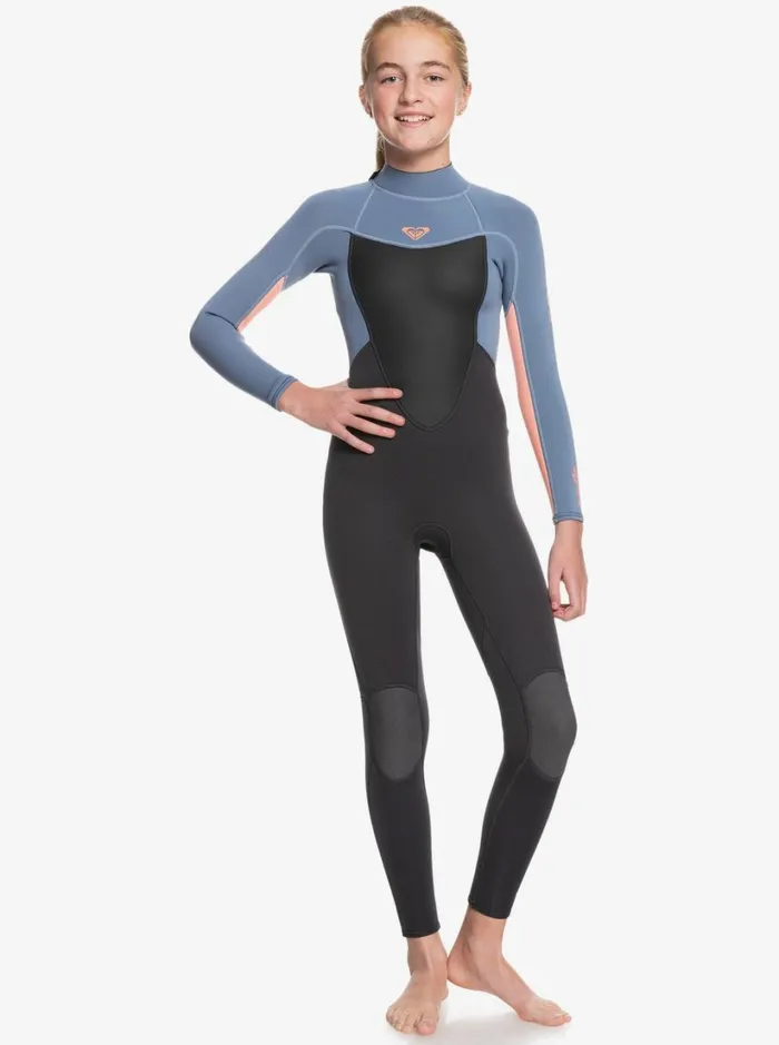 Roxy Surf Girl039s 816 32mm Prologue Back Zip Wetsuit Cloud Blkpowderdgreysunglow 8211 Women