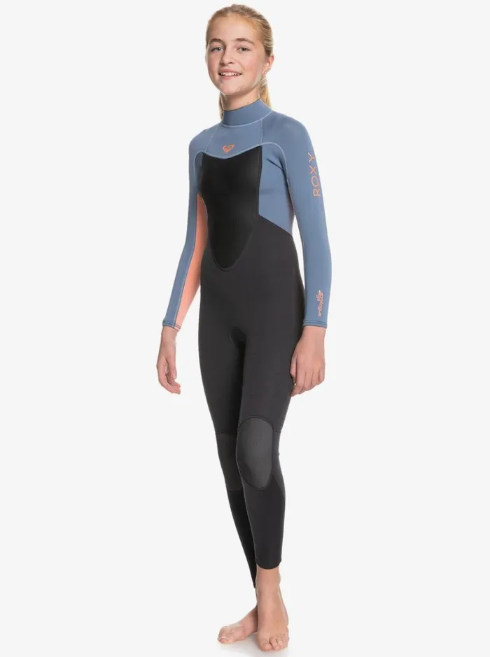 Roxy Surf Girl039s 816 32mm Prologue Back Zip Wetsuit Cloud Blkpowderdgreysunglow 8211 Women