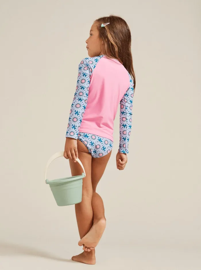Roxy Surf Girls039 27 Bold Florals Long Sleeve Rashguard Set Crystal Teal Sol Flower 8211 Women