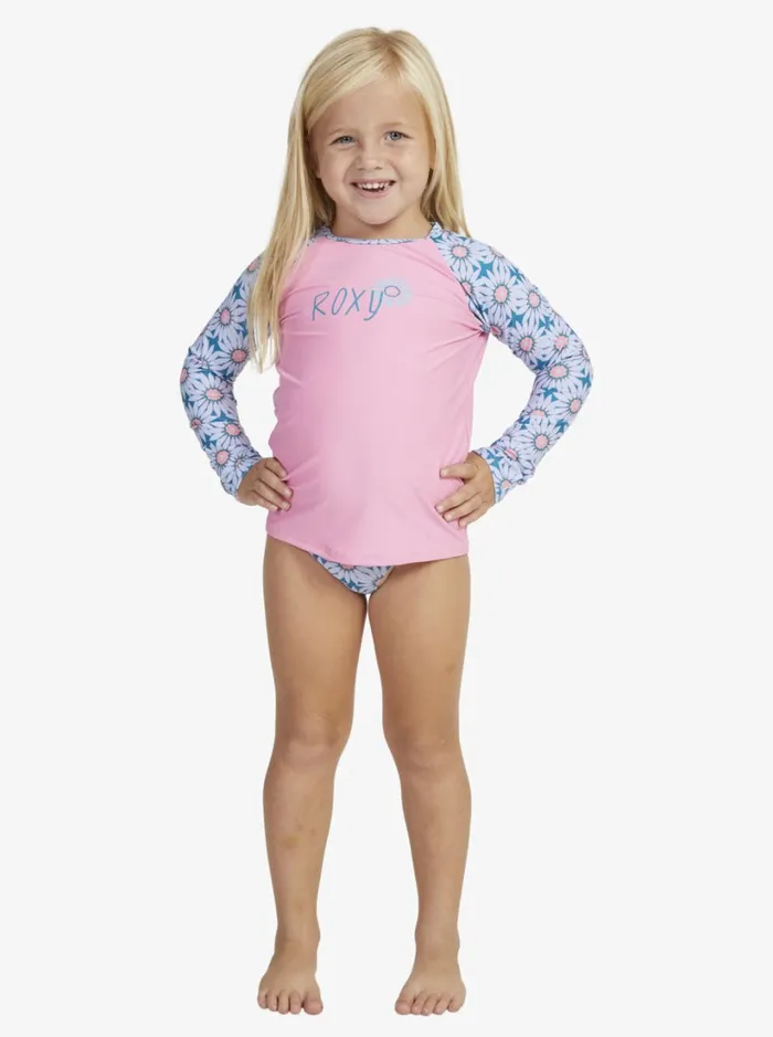 Roxy Surf Girls039 27 Bold Florals Long Sleeve Rashguard Set Crystal Teal Sol Flower 8211 Women