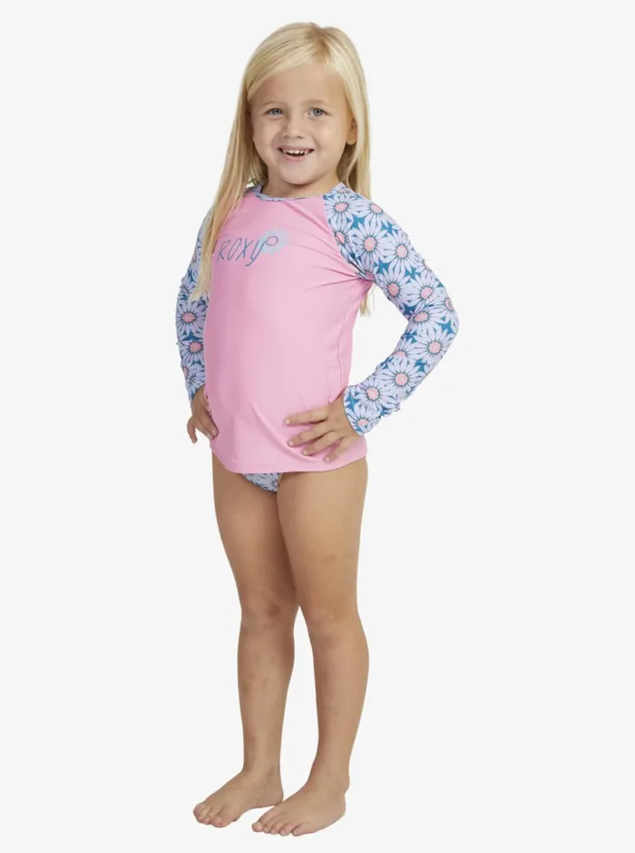 Roxy Surf Girls039 27 Bold Florals Long Sleeve Rashguard Set Crystal Teal Sol Flower 8211 Women