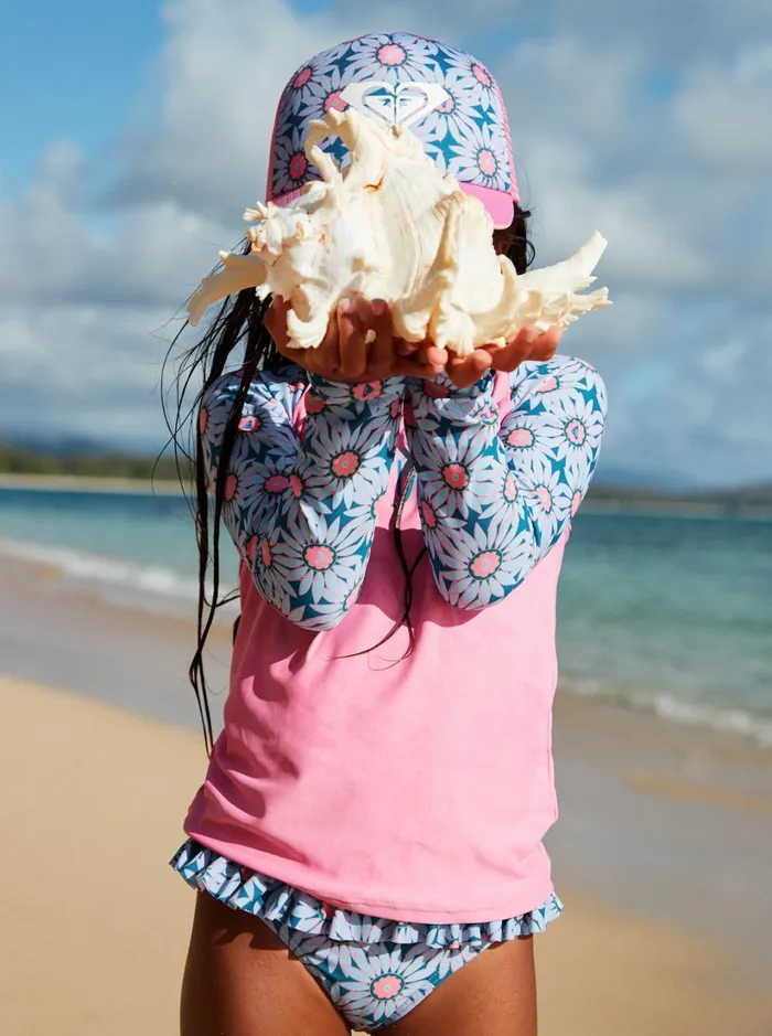 Roxy Surf Girls039 27 Bold Florals Long Sleeve Rashguard Set Crystal Teal Sol Flower 8211 Women