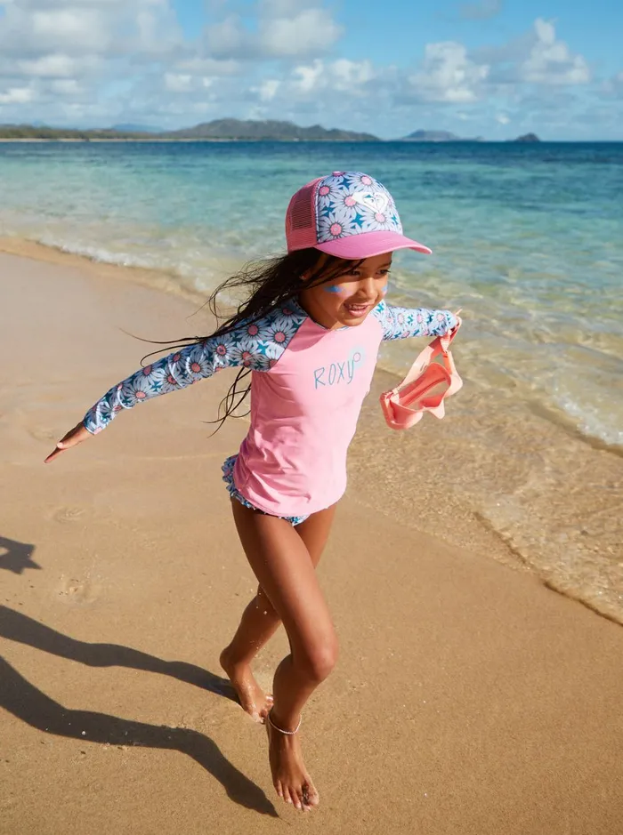 Roxy Surf Girls039 27 Bold Florals Long Sleeve Rashguard Set Crystal Teal Sol Flower 8211 Women