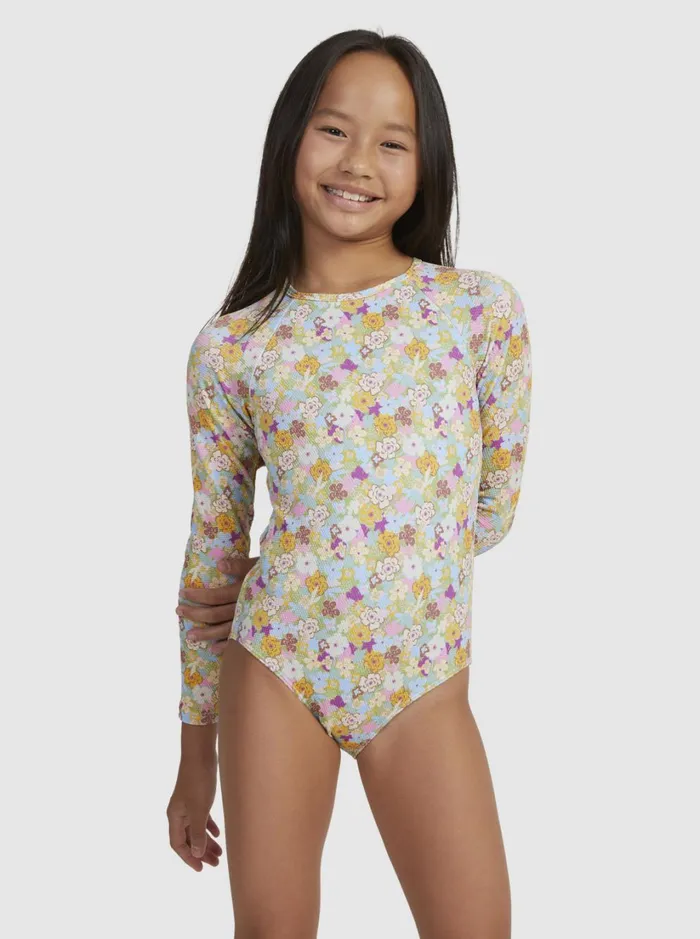Roxy Surf Girls039 716 Nostalgic Seaside LongSleeve Swimsuit Fern Memories 8211 Women