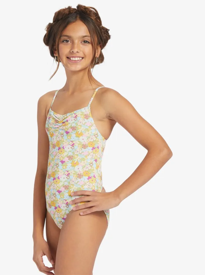 Roxy Surf Girls039 716 Nostalgic Seaside LongSleeve Swimsuit Fern Memories 8211 Women
