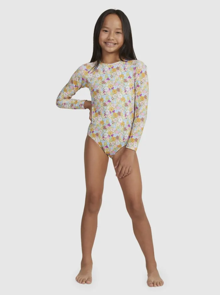Roxy Surf Girls039 716 Nostalgic Seaside LongSleeve Swimsuit Fern Memories 8211 Women