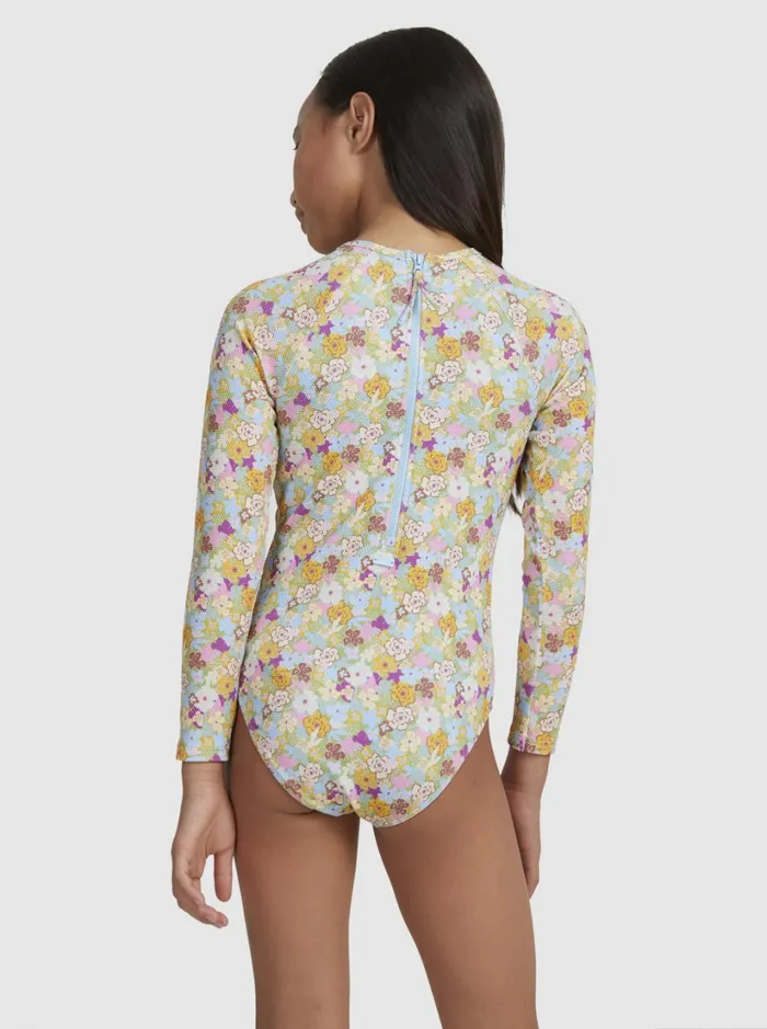 Roxy Surf Girls039 716 Nostalgic Seaside LongSleeve Swimsuit Fern Memories 8211 Women