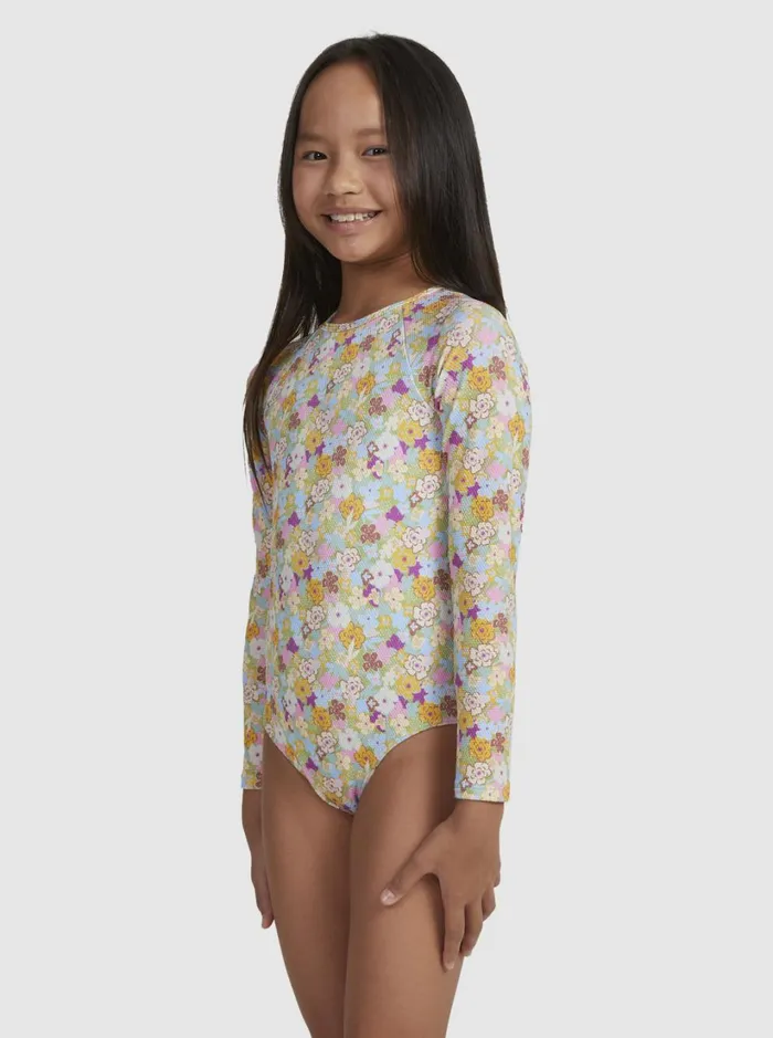 Roxy Surf Girls039 716 Nostalgic Seaside LongSleeve Swimsuit Fern Memories 8211 Women