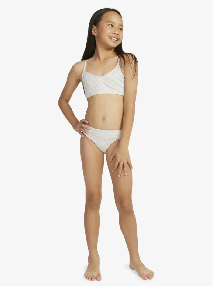 Roxy Swim Girl039s 716 Flower Bed Cropped Tank Set Bikini Set Aruba Blue Flower Bed 8211 Women