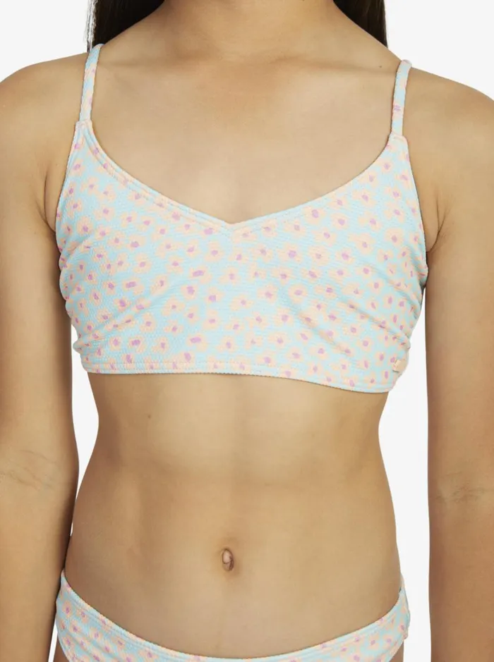 Roxy Swim Girl039s 716 Flower Bed Cropped Tank Set Bikini Set Aruba Blue Flower Bed 8211 Women