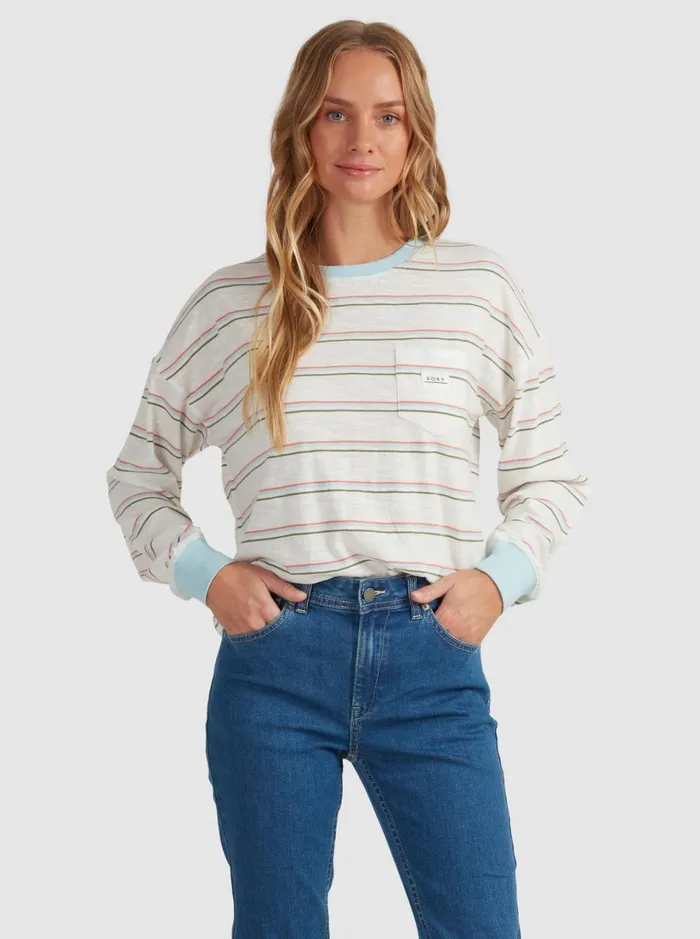 Roxy Tees and Tanks Starry Sky Long Sleeve TShirt Snow White Beach Bum 8211 Women