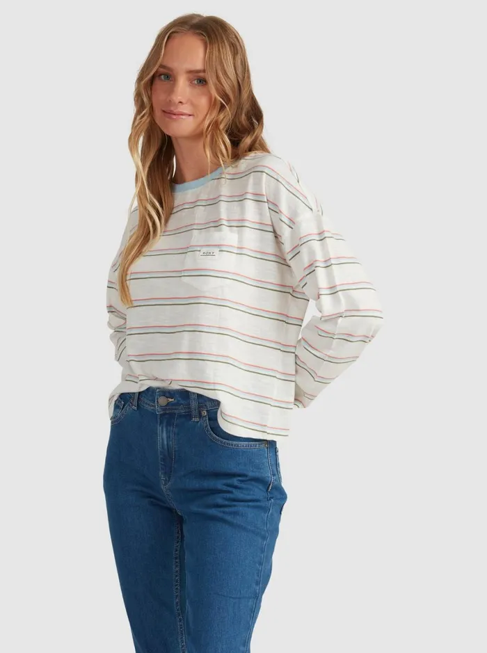 Roxy Tees and Tanks Starry Sky Long Sleeve TShirt Snow White Beach Bum 8211 Women