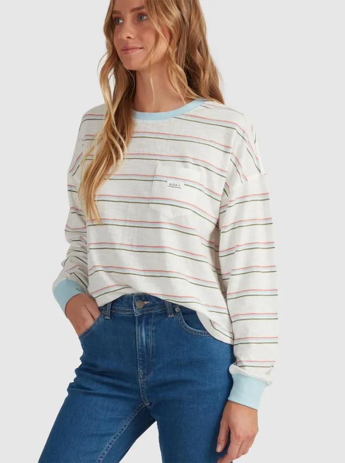 Roxy Tees and Tanks Starry Sky Long Sleeve TShirt Snow White Beach Bum 8211 Women