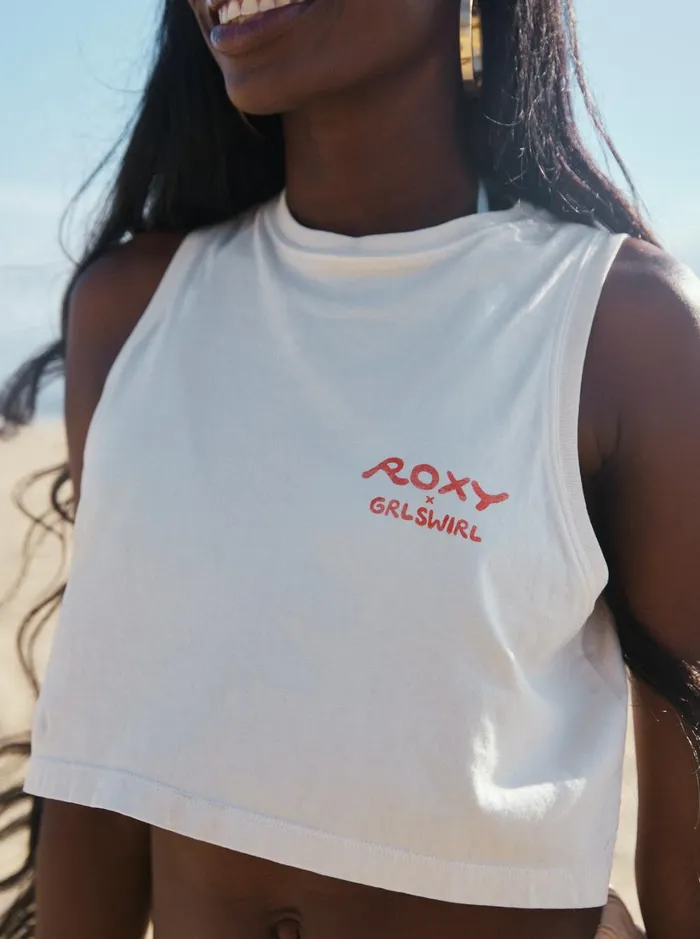 Roxy Tops Roxy X Grl Swirl Cropped Vest Top Tapioca 8211 Women