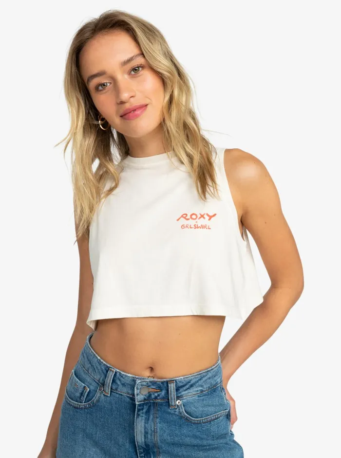 Roxy Tops Roxy X Grl Swirl Cropped Vest Top Tapioca 8211 Women