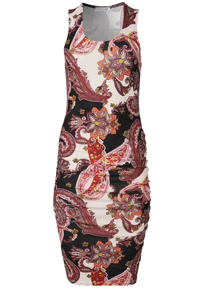 RUCHED PRINT TANK DRESS Brown Multi Women VENUS Sundresses