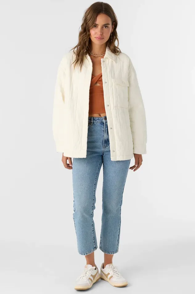 RYA QUILTED OVERSIZED FIT SNAP FRONT JACKET Winter White Women O039NEILL Clothing