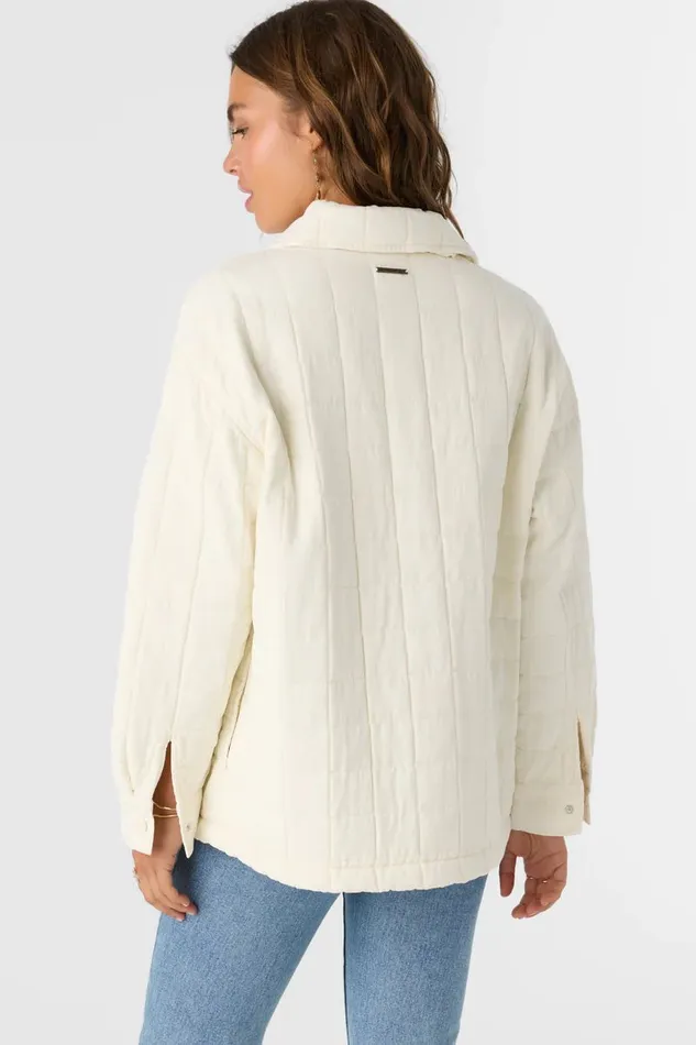 RYA QUILTED OVERSIZED FIT SNAP FRONT JACKET Winter White Women O039NEILL Clothing