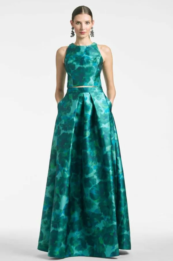 Sachin and Babi Ava Skirt 8211 Emerald Watercolor Floral Emerald Watercolor Floral Women Matching Sets