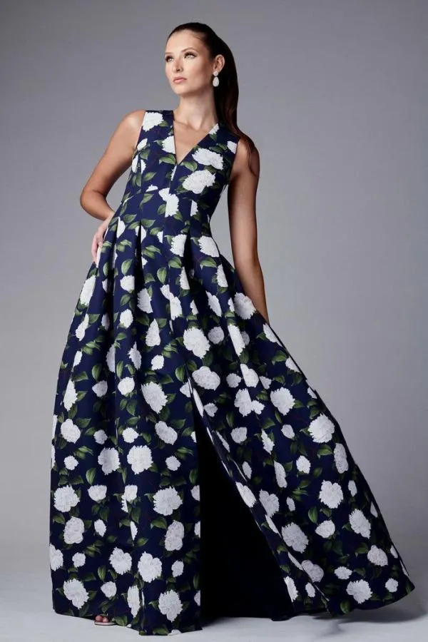 Sachin and Babi Brooke Gown 8211 NavyIvory Moonlit Garden Navyivory Moonlit Garden Women Plus Sizes