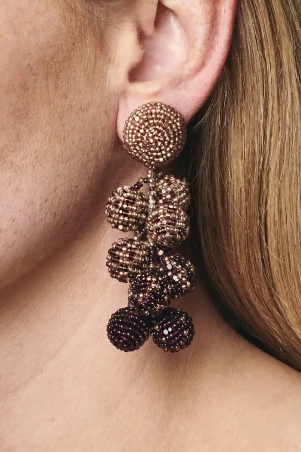 Sachin and Babi Ombre Coconuts Earrings 8211 Smooth Beads Rose Goldaubergine Women Earrings