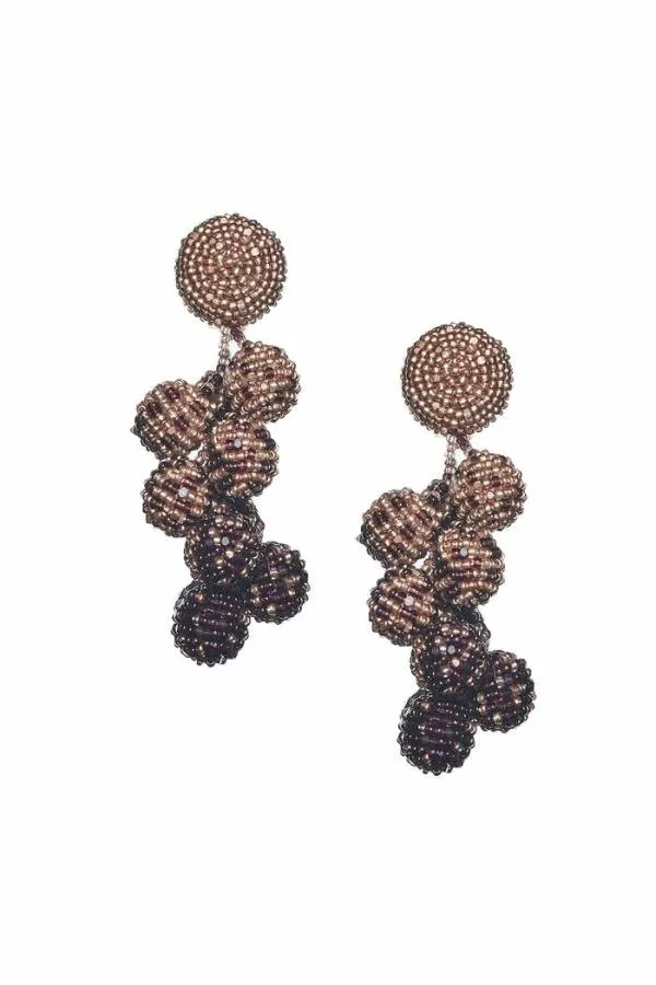 Sachin and Babi Ombre Coconuts Earrings 8211 Smooth Beads Rose Goldaubergine Women Earrings