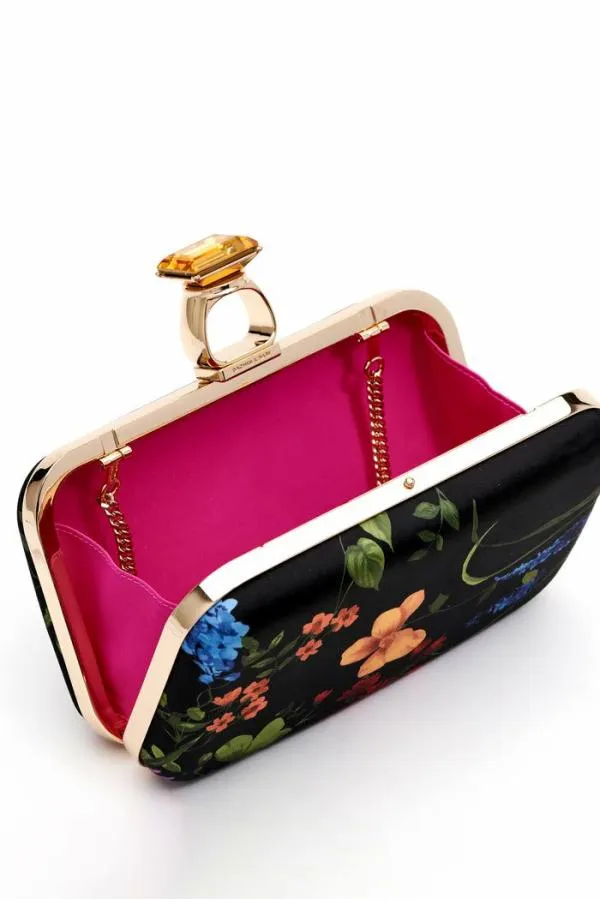 Sachin and Babi On The Rocks Clutch 8211 Noir Wildflower Noir Wildflower Women Bags