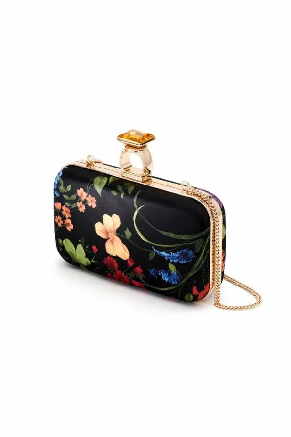 Sachin and Babi On The Rocks Clutch 8211 Noir Wildflower Noir Wildflower Women Bags
