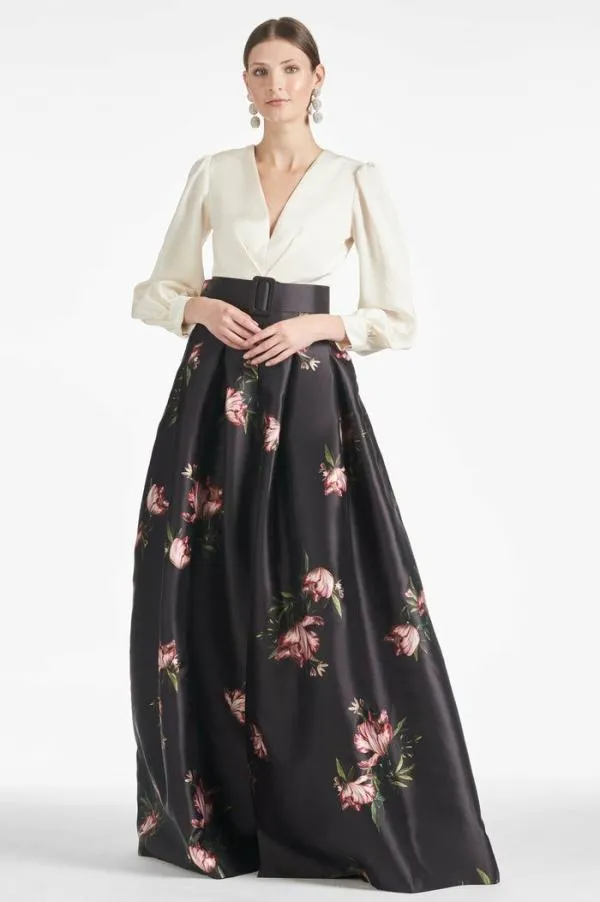 Sachin and Babi Zoe Gown 8211 IvoryNoir Blossom Ivorynoir Blossom Women Plus Sizes
