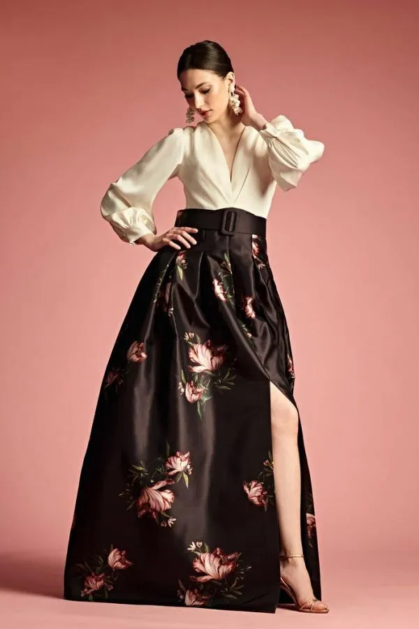 Sachin and Babi Zoe Gown 8211 IvoryNoir Blossom Ivorynoir Blossom Women Plus Sizes