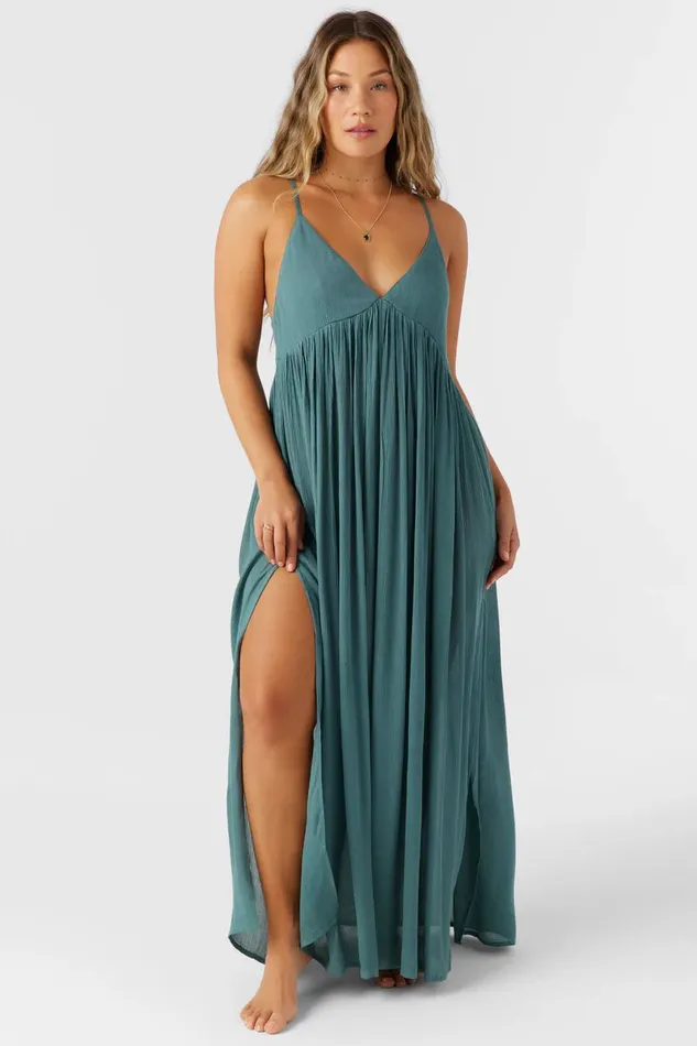 SALTWATER SOLIDS MEL MAXI SWIM COVERUP Silver Pine Women O039NEILL Swim