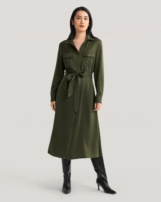 Sandwashed Pocket Trench Dress Women Jumpsuits Lilysilk Outerwear