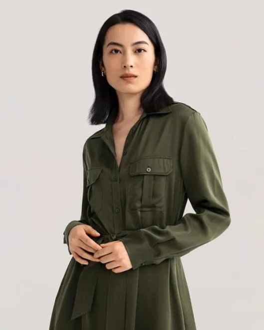 Sandwashed Pocket Trench Dress Women Jumpsuits Lilysilk Outerwear