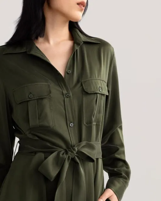 Sandwashed Pocket Trench Dress Women Jumpsuits Lilysilk Outerwear