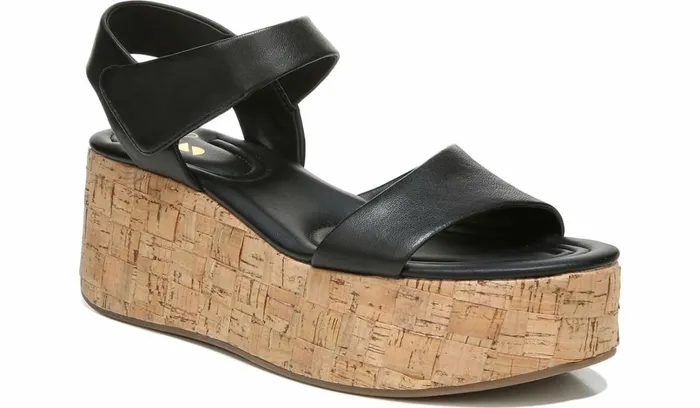 Sandals Women Franco Sarto Sarto Demi 2 Platform Wedge Sandal Black Leather