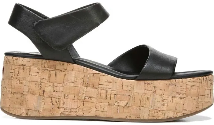 Sandals Women Franco Sarto Sarto Demi 2 Platform Wedge Sandal Black Leather