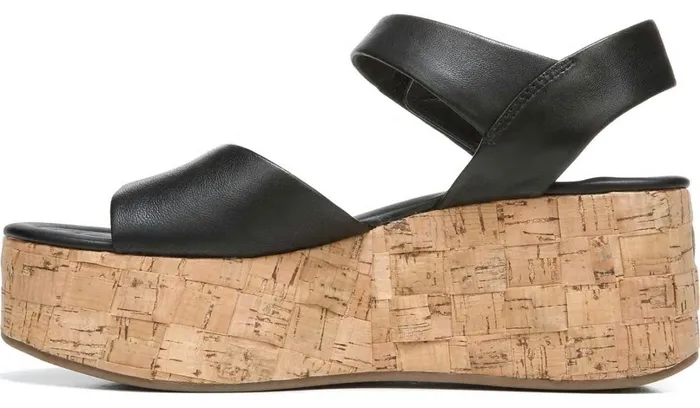 Sandals Women Franco Sarto Sarto Demi 2 Platform Wedge Sandal Black Leather