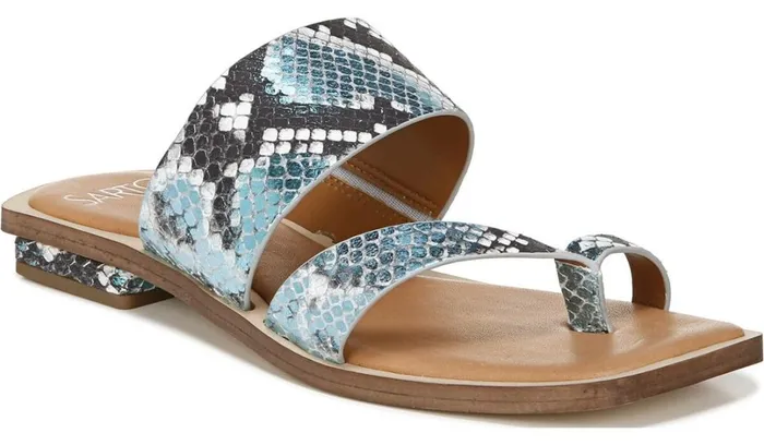 Sandals Women Franco Sarto Sarto Ediana Sandal Teal Snake Print Leather