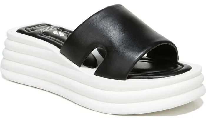 Sandals Women Franco Sarto Sarto Vina Platform Slide Sandal Black Leather