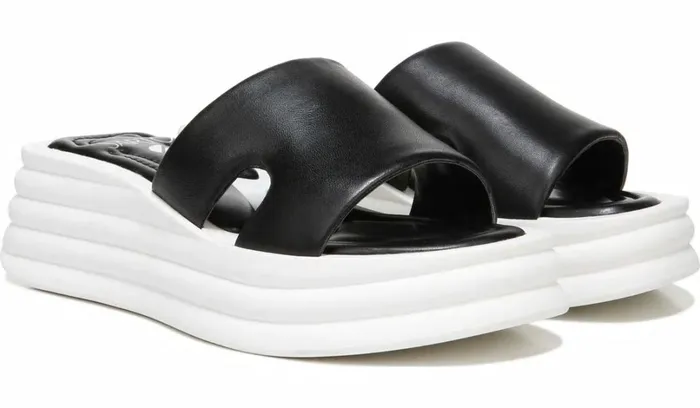 Sandals Women Franco Sarto Sarto Vina Platform Slide Sandal Black Leather