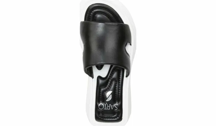 Sandals Women Franco Sarto Sarto Vina Platform Slide Sandal Black Leather