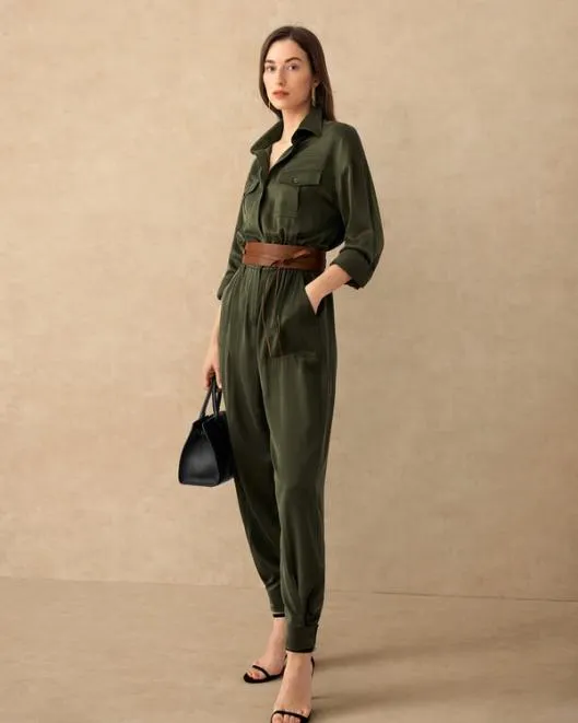 Sandwashed Silk Jumpsuit For Women 8211 Apricot and Green Women Jumpsuits Lilysilk Dresses Sandwashed Silk Jumpsuit For Women 8211 Apricot and Green Women Jumpsuits Lilysilk Dresses