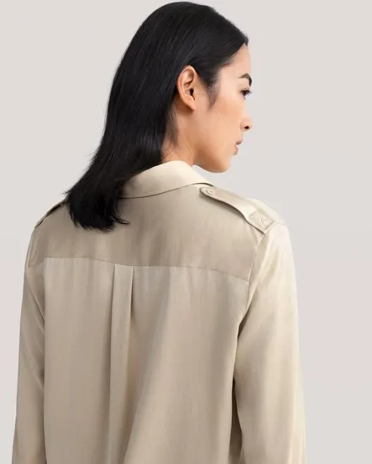 Sandwashed Silk Shirt With Epaulettes Women Blouses Lilysilk Shirts