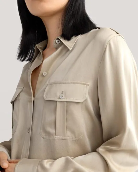 Sandwashed Silk Shirt With Epaulettes Women Blouses Lilysilk Shirts