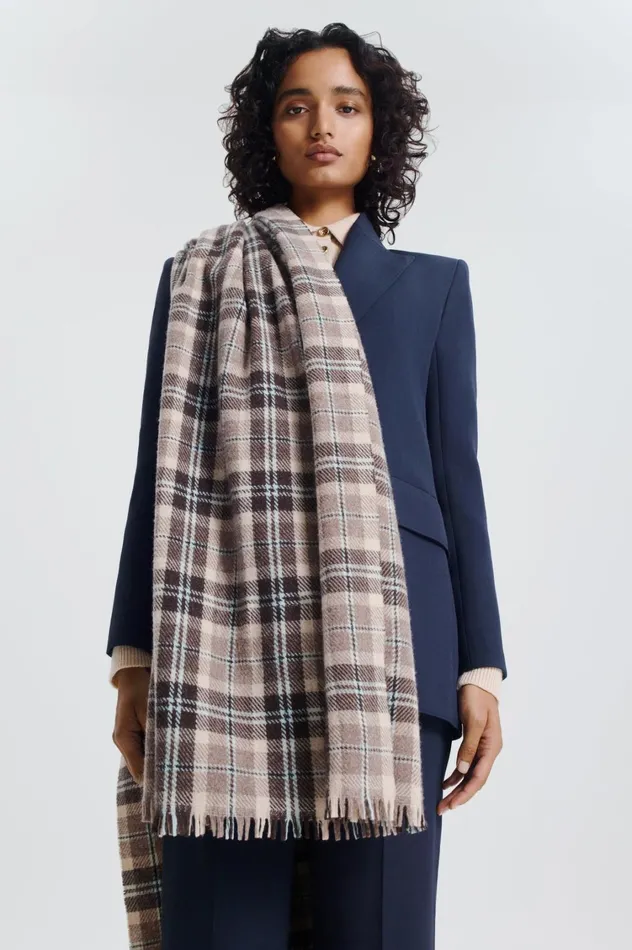 Scarves Women Scanlan Theodore ITALIAN PLAID SCARF Grey
