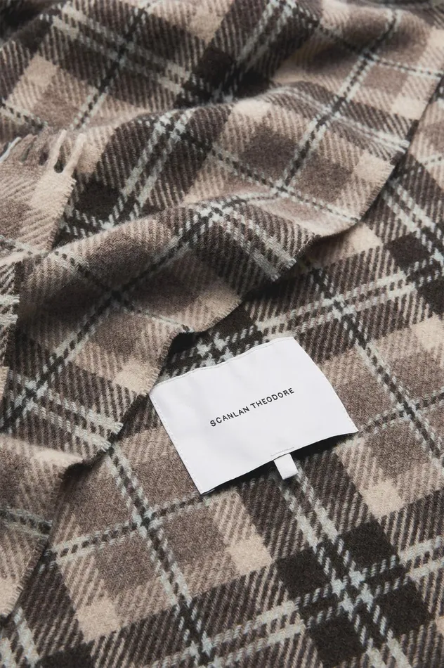 Scarves Women Scanlan Theodore ITALIAN PLAID SCARF Grey Scarves Women Scanlan Theodore ITALIAN PLAID SCARF Grey