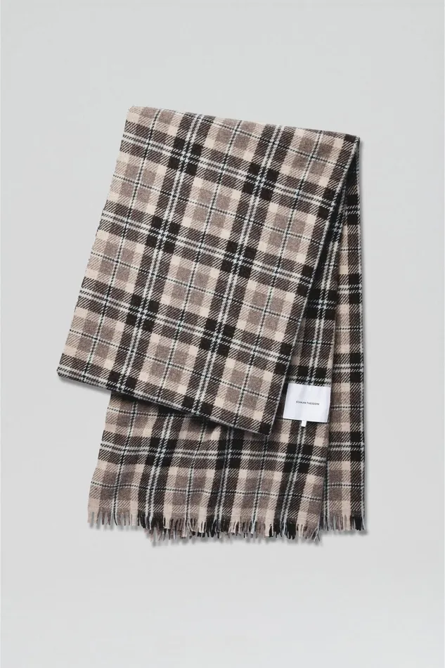 Scarves Women Scanlan Theodore ITALIAN PLAID SCARF Grey Scarves Women Scanlan Theodore ITALIAN PLAID SCARF Grey