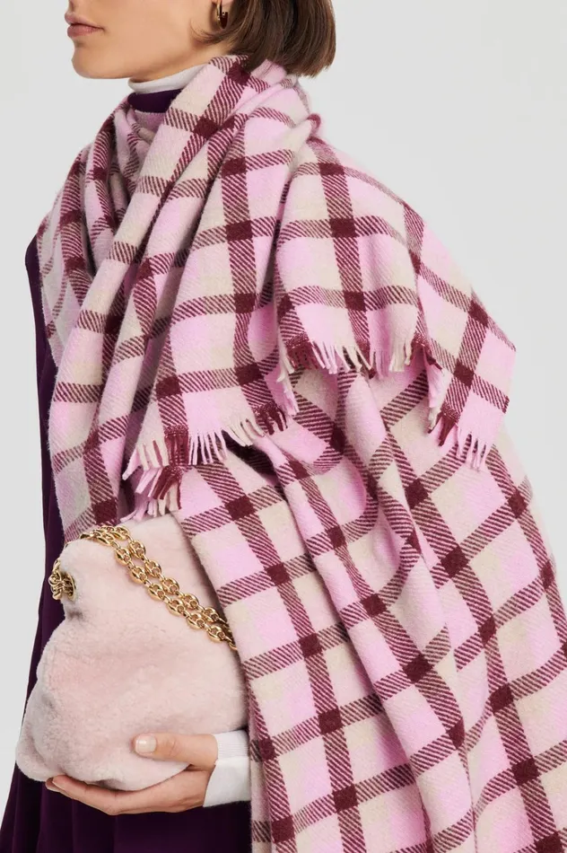 Scarves Women Scanlan Theodore ITALIAN PLAID SCARF Pale Pink