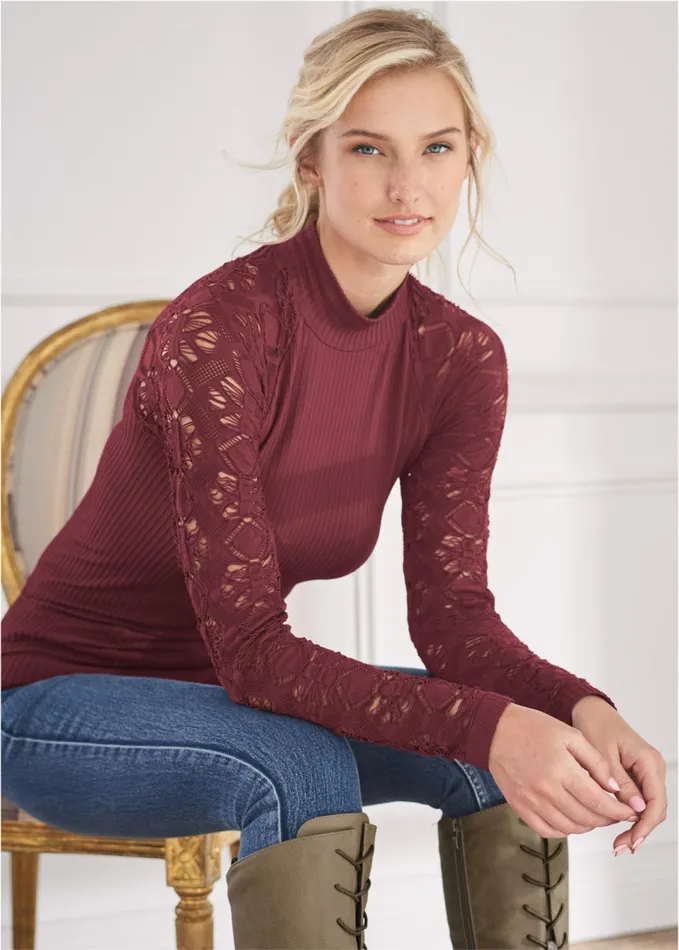 Seamless Mockneck Top Wine Women VENUS Casual Tops