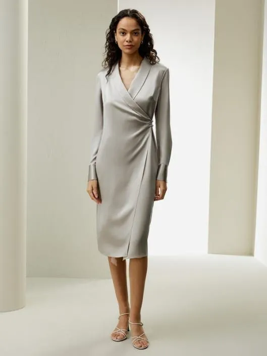Shawl Collar Silk Wrap Dress Women Jumpsuits Lilysilk Dresses